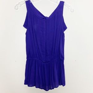 Anthropologie Pintucked Sleeveless Top Blue Purple